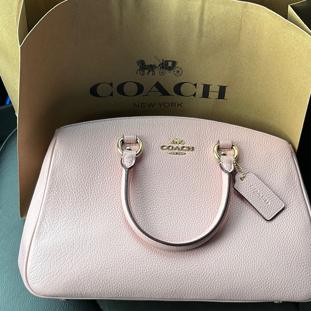 Coach Savannah Pink Powder Leather Satchel with Gold Hardware LARGE